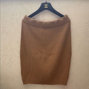CHANEL Tan Ribbed cashmere Skirt